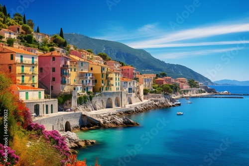 Charming coastal village near Nice in the French Riviera. Generative AI © Eris