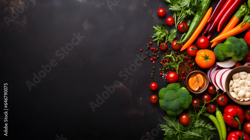 Frame of vegetables on a plain background