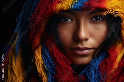 A person with a Colombian flag. Patriotism  national sentiment  culture authenticity  flag colors  people ethnic. Colombia