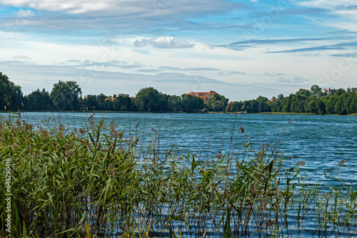 view over lake Olow in Ryn in Poland