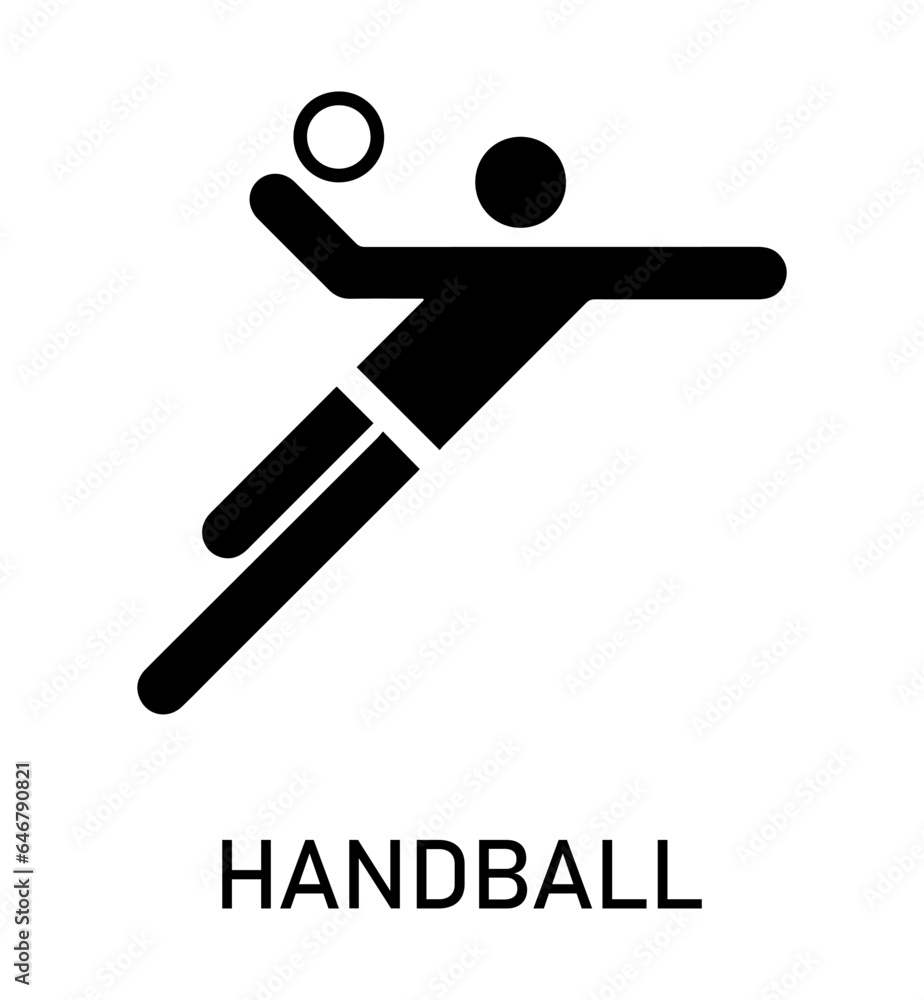Summer sport icon. Vector isolated pictogram on white background with the names of sports disciplines. Games and sport. Handball
