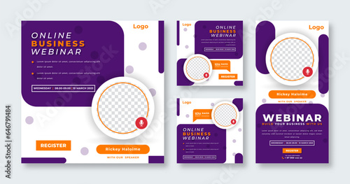 Webinar Digital Business Conference Social Media Post for Online Marketing Promotion Banner and Web Internet Ads Flyer