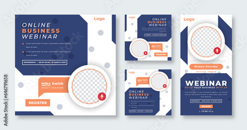 Webinar Digital Business Conference Social Media Post for Online Marketing Promotion Banner and Web Internet Ads Flyer