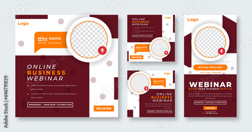 Webinar Digital Business Conference Social Media Post for Online Marketing Promotion Banner and Web Internet Ads Flyer