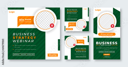 Webinar Digital Business Conference Social Media Post for Online Marketing Promotion Banner and Web Internet Ads Flyer