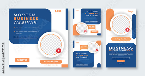 Webinar Digital Business Conference Social Media Post for Online Marketing Promotion Banner and Web Internet Ads Flyer