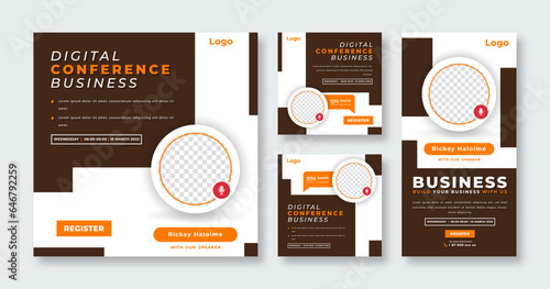 Webinar Digital Business Conference Social Media Post for Online Marketing Promotion Banner and Web Internet Ads Flyer