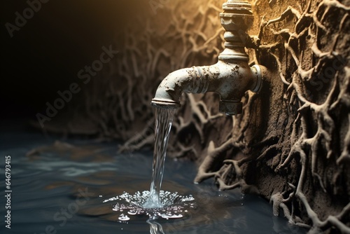 A dripping faucet leads to a scarcity of water. Generative AI