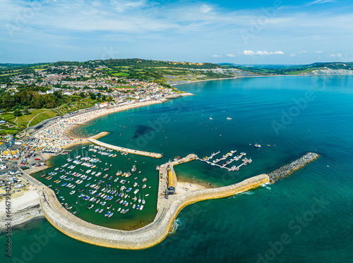 Lyme Regis from a drone, Jurassic Coast, Dorset, England, Europe photo