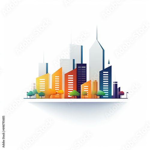 Building city logo icon design template flat vector premium vector plain white background with no other images and no shadows 