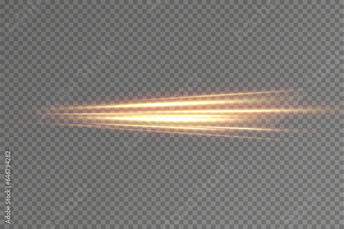 Golden glowing neon. The effect of moving at the speed of light. Easy trail. Shiny wavy path. Vector.Neon light.