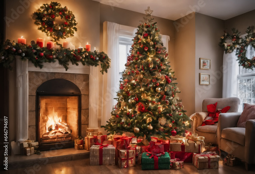 Decorated Christmas tree an...