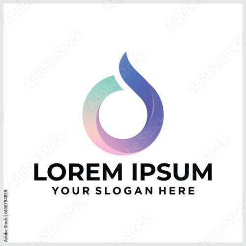 Water drop Logo design 3D vector template. Infinite Aqua droplet Logotype idea