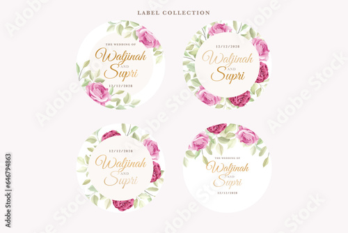 floral roses label design illustration