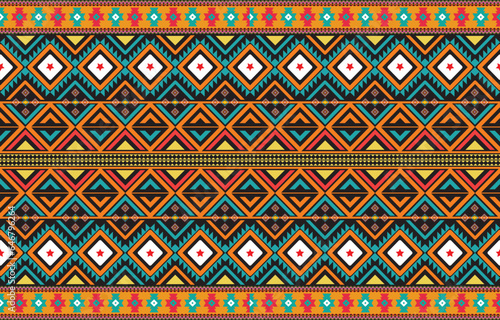 Geometric vector background with sacral tribal ethnic elements. Traditional triangles gypsy geometric forms sprites tribal themes apparel fabric tapestry print