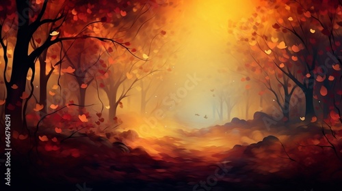 Illustration of an autumn forest.