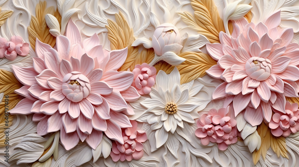 3d multicolored flowers three-dimensional painting background. flower ornament AI 3d multicolored flowers three-dimensional painting background. flower ornament AI