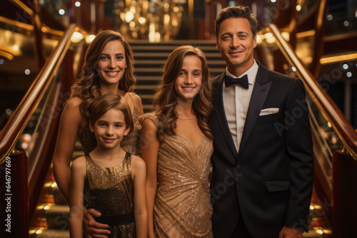 Family dresses up for a memorable formal dinner night on a family cruise