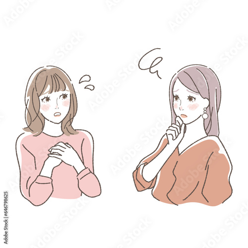 会話をする女性達のイラスト　困る