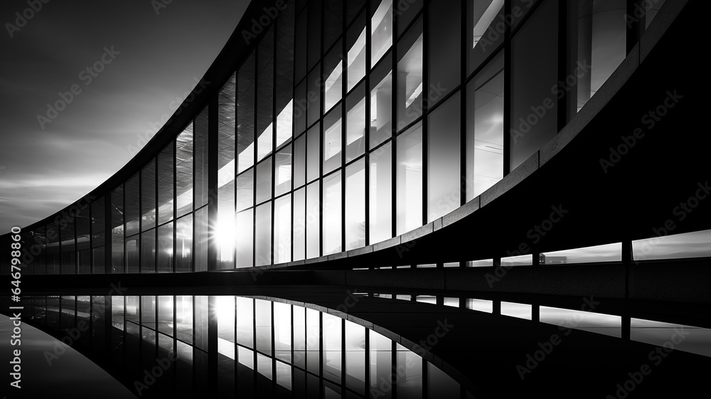 Fototapeta premium modern curve building in the dark