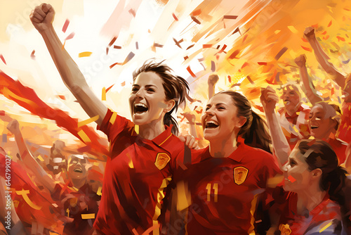 Spain's women's national football team victory illustration.