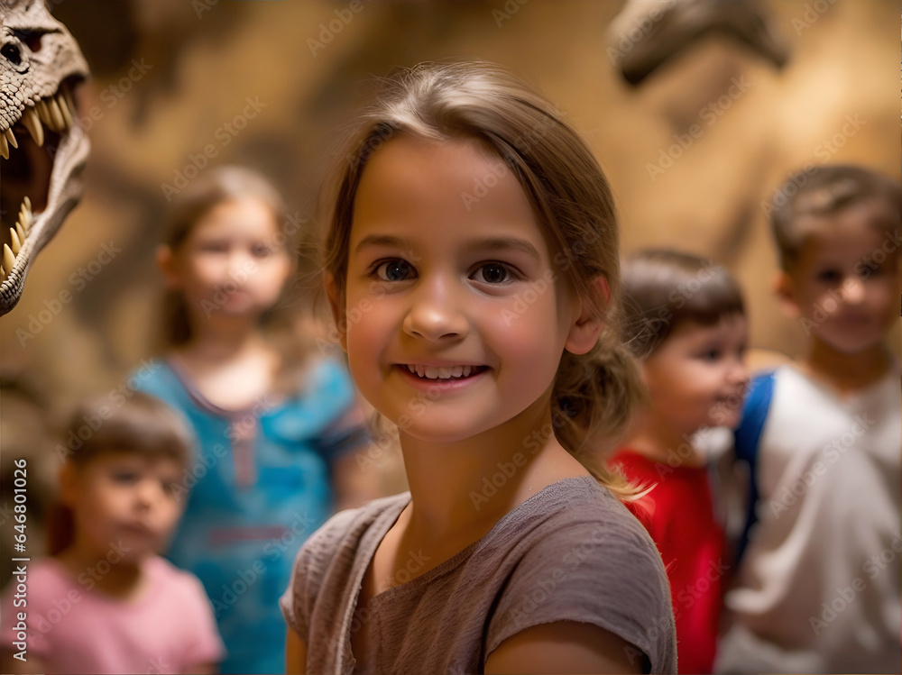 group of children students in museum group of children students in museum