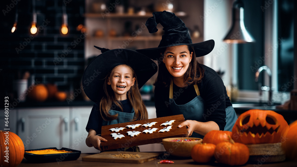 family preparing for Halloween family preparing for Halloween