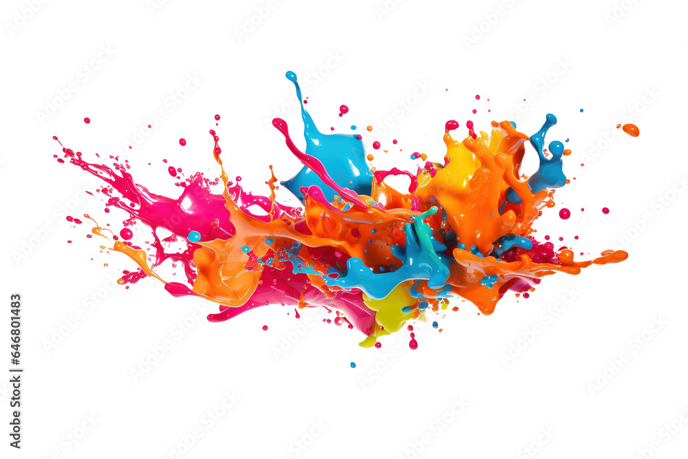 Explosion of colored oil paint isolated on white background.. Explosion of colored oil paint isolated on white background..