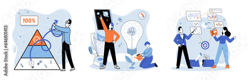 Successful project launch. Vector illustration. A successful business, symbol of unwavering commitment and perseverance Project launch startup, inauguration of journey full of opportunities