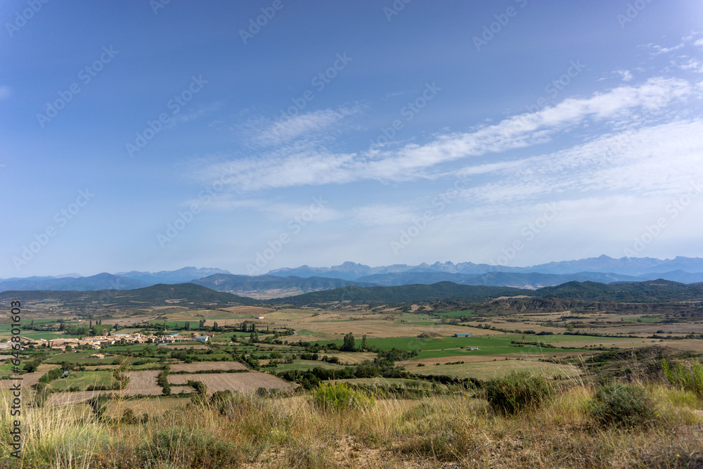 Panoramic view of the Huesca Pyrenees. Aragon, Spain.