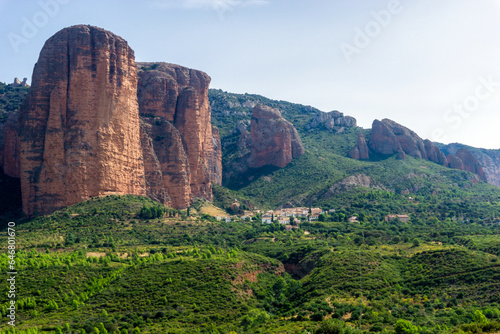 Mallos de Riglos. They are geological formations consisting of rocks with vertical walls, called mallos, located in the Spanish town of Riglos, in the province of Huesca.