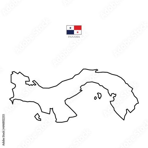 Panama contour vector map with flag in color. Background map eps 10