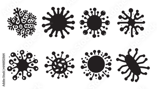Set of bacteria, superbugs and viruses icons isolated. Vector illustration photo