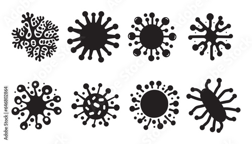 Set of bacteria, superbugs and viruses icons isolated. Vector illustration