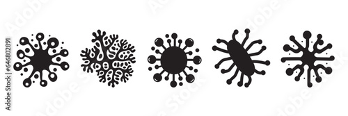 Set of bacteria, superbugs and viruses icons isolated. Vector illustration