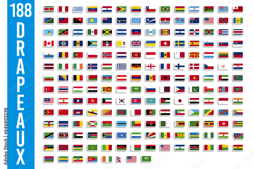 188 drapeaux monde - obrazy, fototapety, plakaty 