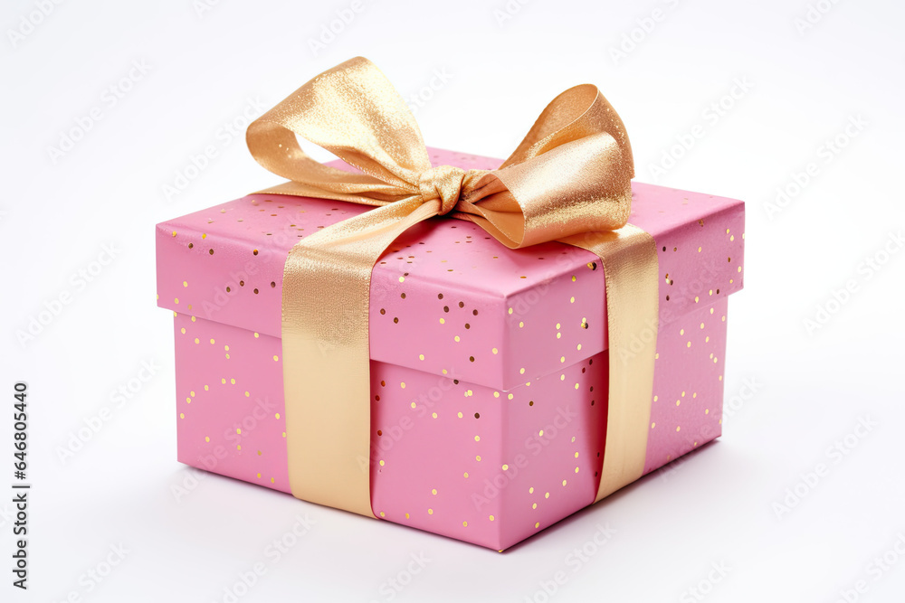 Fototapeta premium Christmas gift with a golden bow, festive background