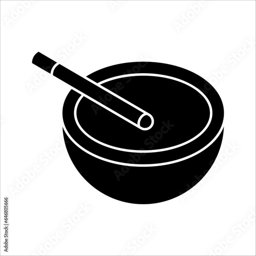 Ashtray Icon, Cigarette Ashtray Vector Art Illustration on white background	