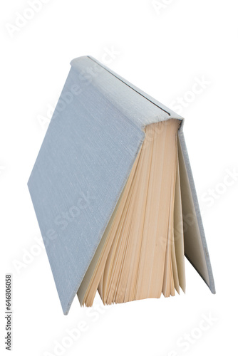 Open book isolated on white background. Copy space for text.