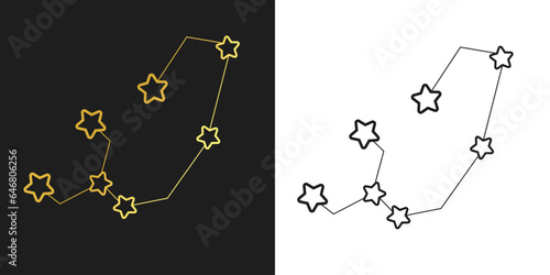 golden metallic illustration of star constellation, night sky element, vector illustration of space constellation