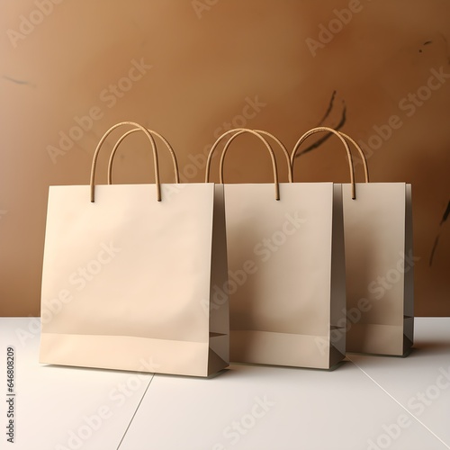 Paper bag mockup for shopping  photo