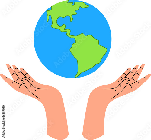 Quadro su tela Hands with Earth Illustration