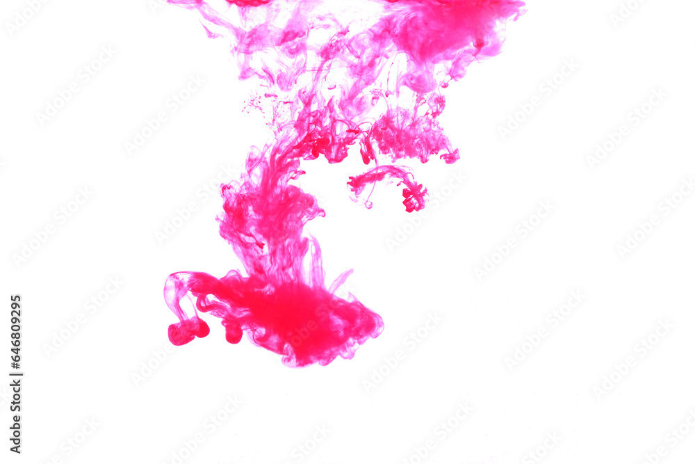 Red-Pink Color dye melt in water on white background,Abstract smoke pattern,Colored liquid dye,Splash paint Red-Pink Color dye melt in water on white background,Abstract smoke pattern,Colored liquid dye,Splash paint