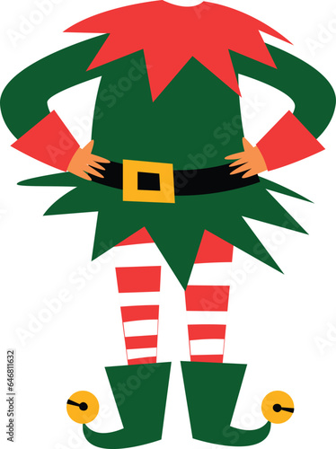 happy merry christmas elf character green christmas background with christmas tree Elf Stock Vector