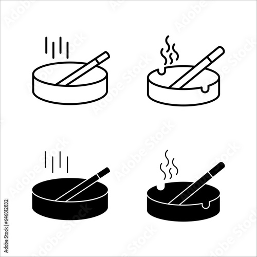 Ashtray Icon set, Cigarette Ashtray Vector Art Illustration on white background	