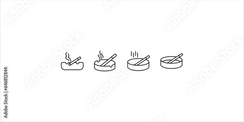 Ashtray Icon set, Cigarette Ashtray Vector Art Illustration on white background	