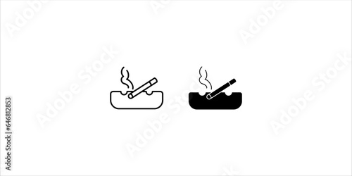 Ashtray Icon set, Cigarette Ashtray Vector Art Illustration on white background	