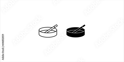 Ashtray Icon set, Cigarette Ashtray Vector Art Illustration on white background	