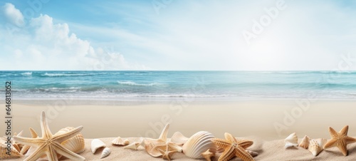 seashells on the beach sea sand summer, ai