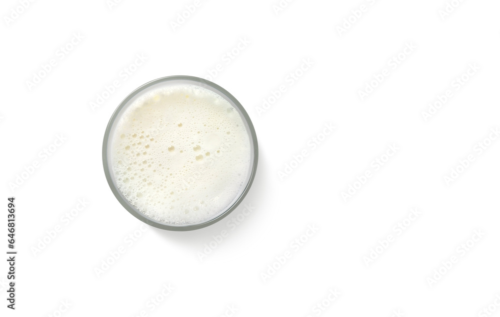 Milk foam in a glass. Top view isolated PNG transparent Milk foam in a glass. Top view isolated PNG transparent